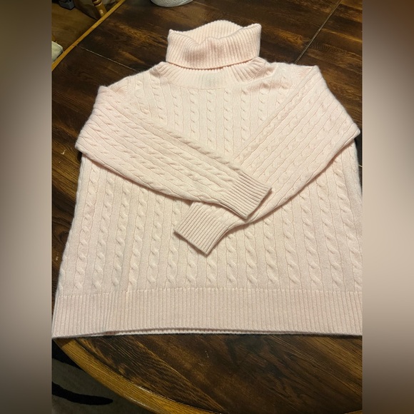 Lands End 100% Cashmere Turtleneck Cable Knit Sweater Womens Plus 2X Luxury Pink - Picture 4 of 11